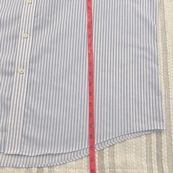 Lauren Ralph Lauren Men Blue White Stripe Cotton Shirt 18.5 34/35 Fall Classic - Picture 5 of 8